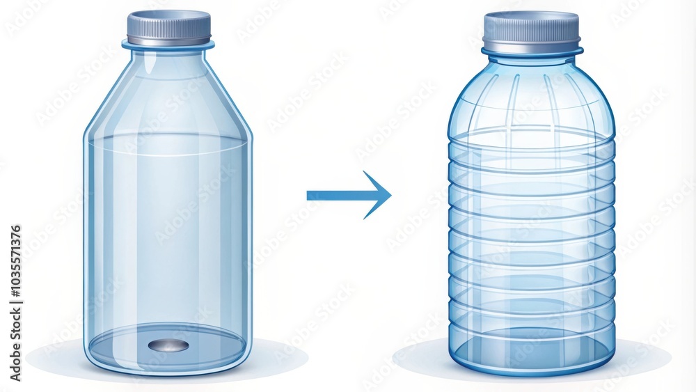 Plastic Bottle Transformation From Simple to Ribbed Design Plastic Bottle Transformation From Simple to Ribbed Design