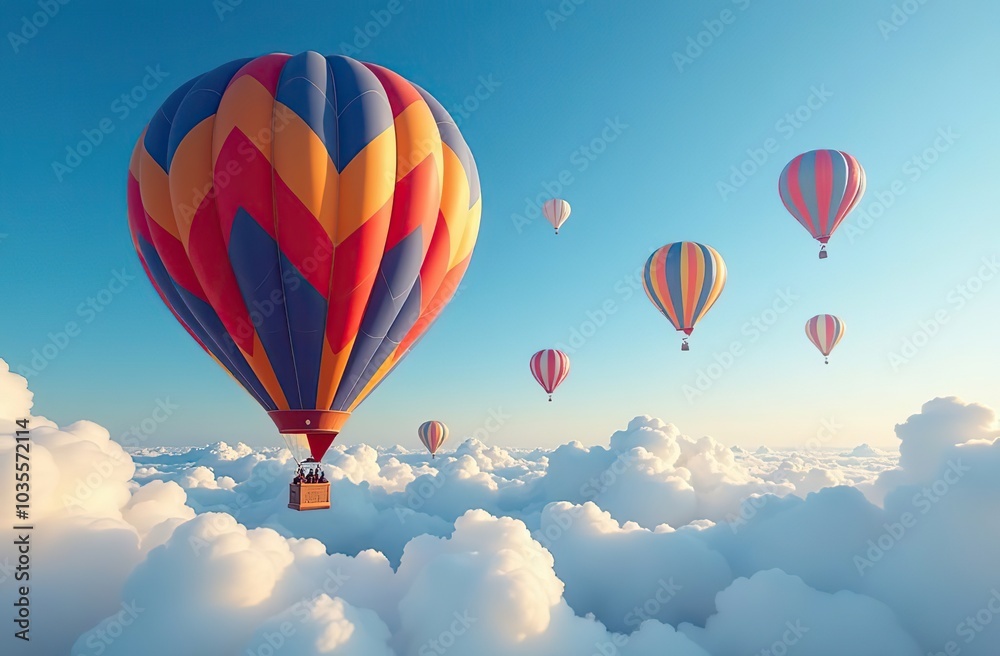 Obraz premium Many colorfull hot air balloons in the sky at blue sky with clouds background