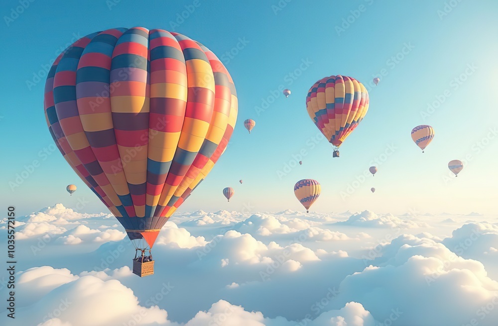 Obraz premium Many colorfull hot air balloons in the sky at blue sky with clouds background
