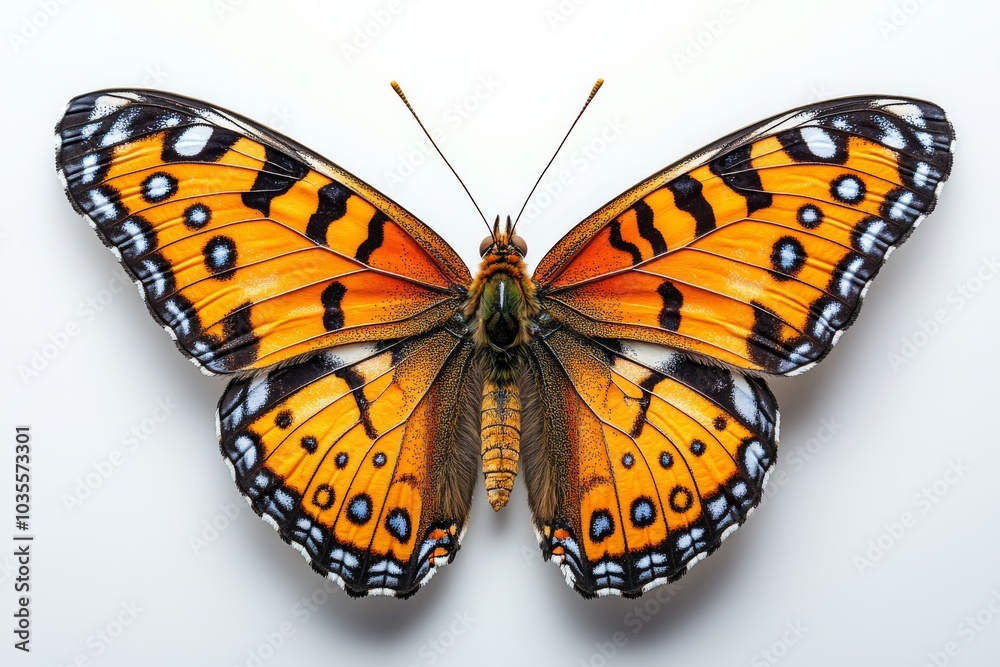 Fototapeta premium tiger butterfly with bold orange wings lined with black and white spots