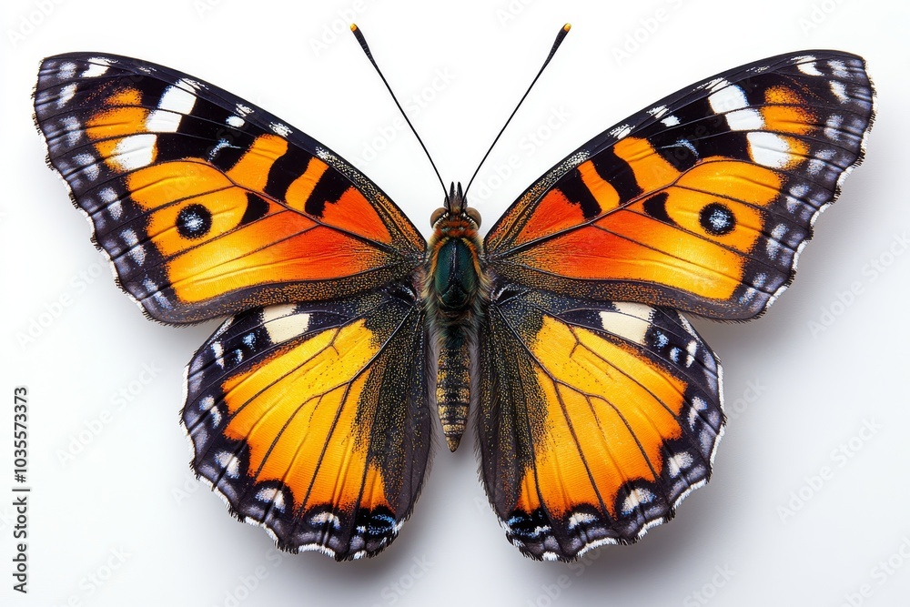 Fototapeta premium tiger butterfly with bold orange wings lined with black and white spots