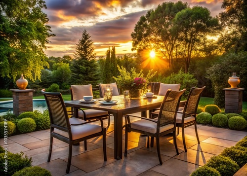 Stylish Silhouette of a Contemporary Patio Table in a Chic Backyard Setting