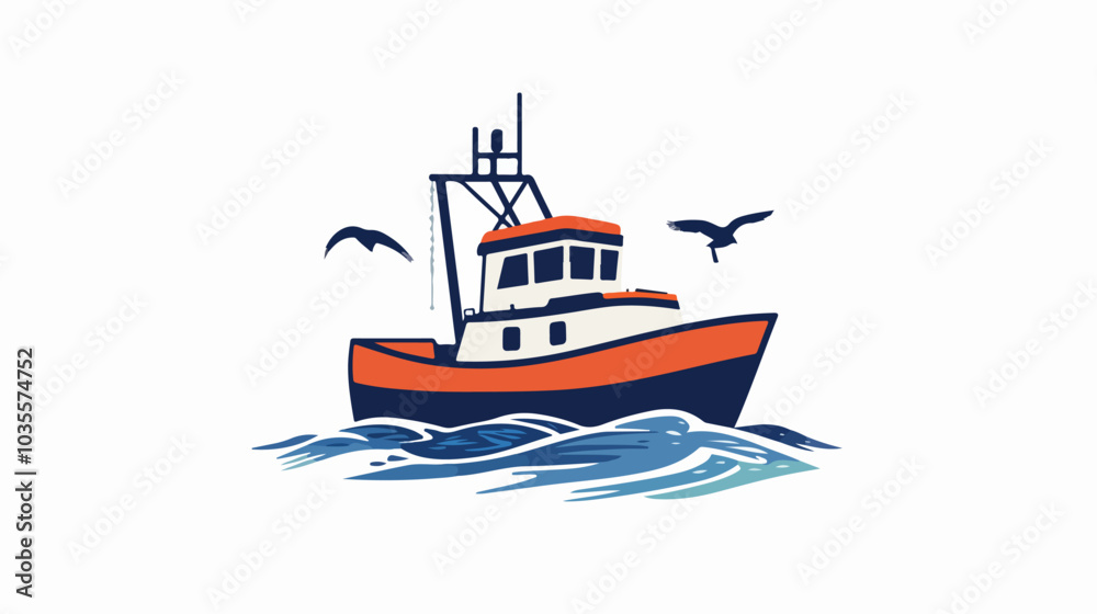 Obraz premium Illustration of a fishing boat. Fishing. Fishing vessel.