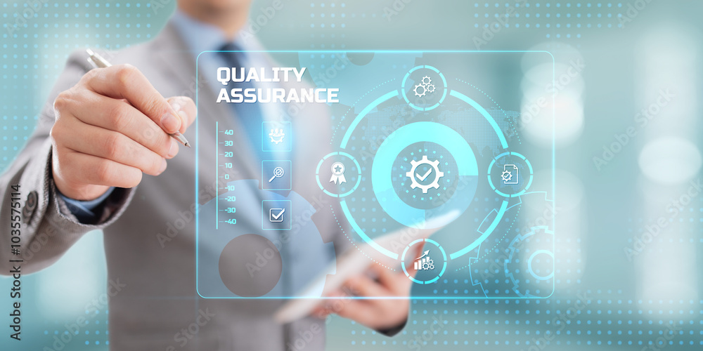 Quality assurance standard control certification technology concept. Quality assurance standard control certification technology concept.