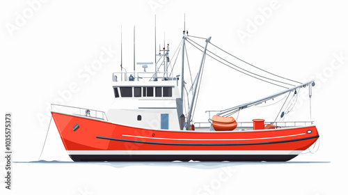 Illustration of a fishing boat. Fishing. Fishing vessel.