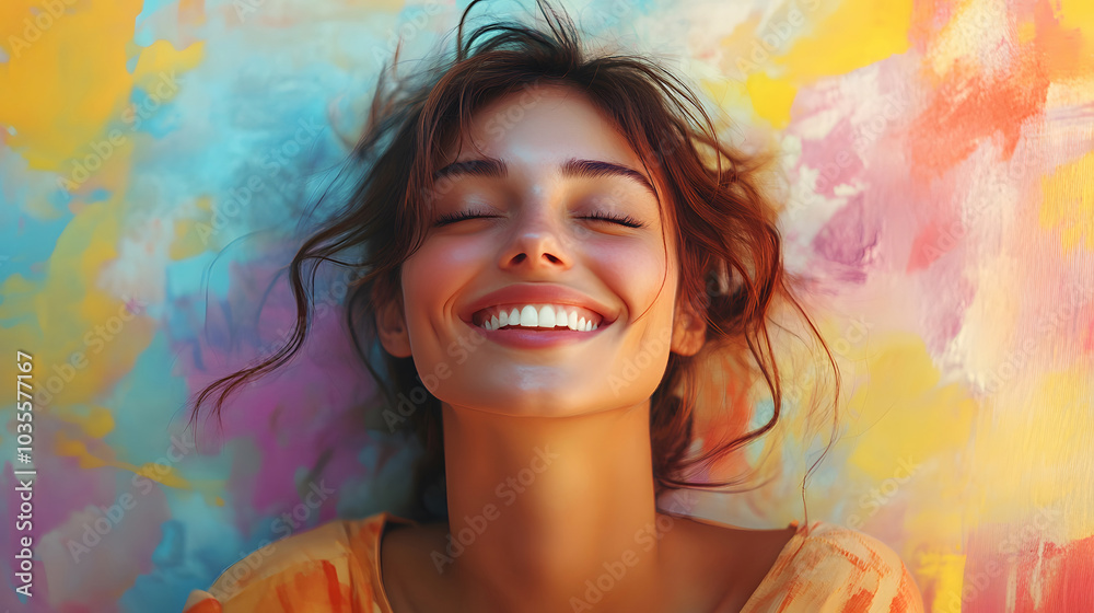Joyful Expression with Vibrant Background Joyful Expression with Vibrant Background