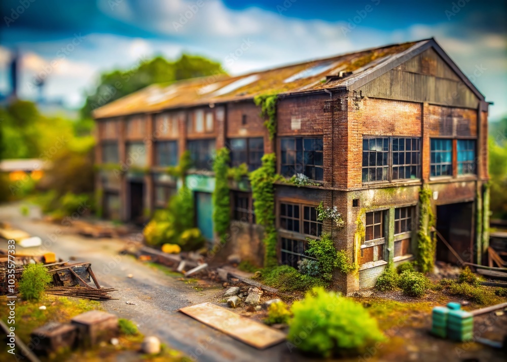 Abandoned Warehouse with Tilt-Shift Effect: Urban Decay and Miniature Charm in a Forgotten Industrial Space Abandoned Warehouse with Tilt-Shift Effect: Urban Decay and Miniature Charm in a Forgotten Industrial Space