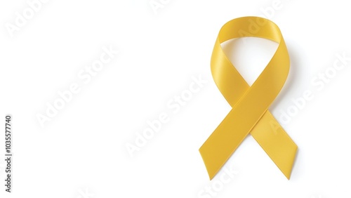 Yellow Awareness Month Ribbon with Copy Space for Suicide Prevention, Bladder Cancer, Endometriosis, Adoptive Parents and Bone Cancer