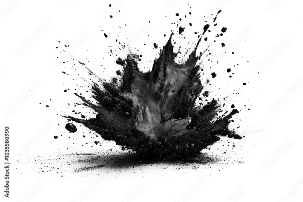 Abstract black splash, paint, brush strokes, stain grunge isolated on transparent background, png cutout. Abstract black splash, paint, brush strokes, stain grunge isolated on transparent background, png cutout.