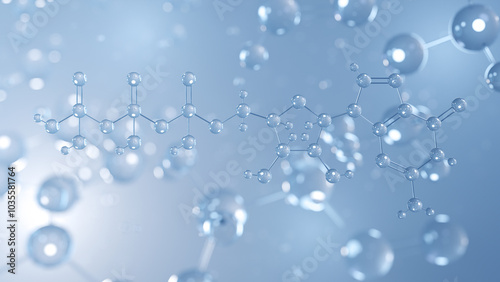 guanosine triphosphate molecular structure 3d, purine nucleoside triphosphate, structural chemical formula view from a microscope photo