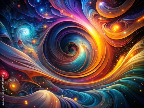 Abstract Colorful Swirling Shapes in Night Photography - Digital Art Composition