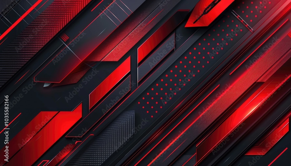 Abstract Geometric Design with Black and Red Intersecting Shapes Abstract Geometric Design with Black and Red Intersecting Shapes
