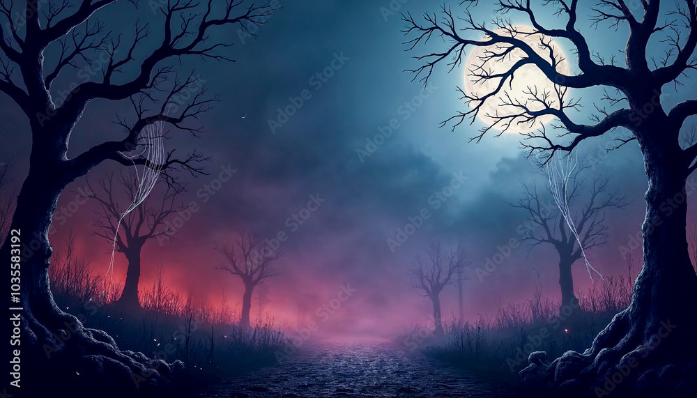 Spooky Halloween Web Banner Background with Space for Text Spooky Halloween Web Banner Background with Space for Text