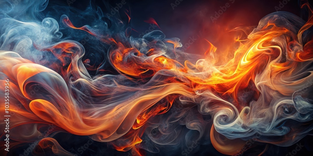 Abstract Smoke and Fire, a Dynamic Composition of Whirlpools and Flames, Evoking a Sense of Intensity and Transformation Abstract Smoke and Fire, a Dynamic Composition of Whirlpools and Flames, Evoking a Sense of Intensity and Transformation