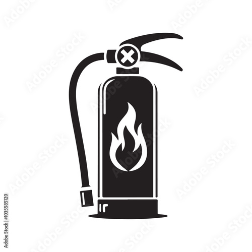 Fire Safety Icon - A Simple and Effective Fire Extinguisher Vector Design, Ideal for Use in Safety-related Marketing Materials, Digital and Print Media, or Emergency and Fire Protection Campaigns.
