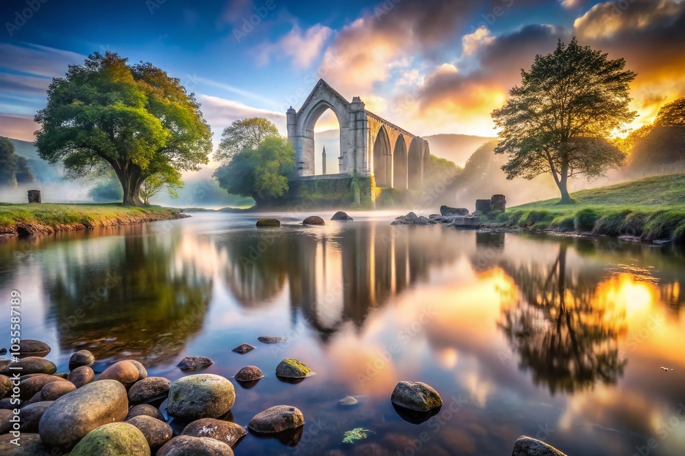 Surreal Ruins of Bolton Abbey: Enchanted River Wharfe Landscape Surreal Ruins of Bolton Abbey: Enchanted River Wharfe Landscape