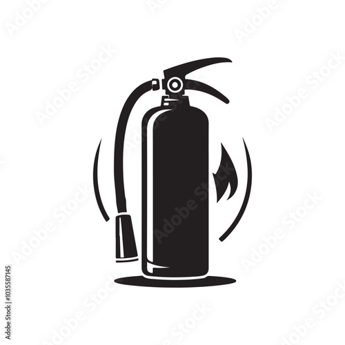 Fire Extinguisher Silhouette Vector Icon - Perfect for Projects Related to Safety, Hazard Prevention, and Emergency Preparedness, This Minimalist Icon Can Be Used in a Variety of Design Applications.
