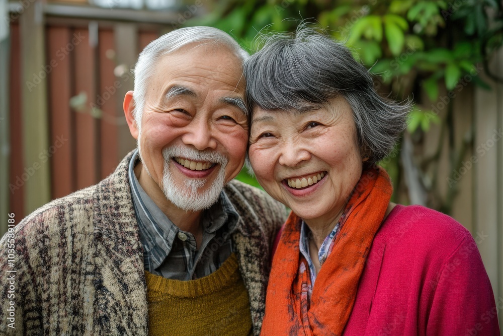 Asian Senior Couple Laughing in Love: Happy Chinese and Japanese Aged Adults Asian Senior Couple Laughing in Love: Happy Chinese and Japanese Aged Adults