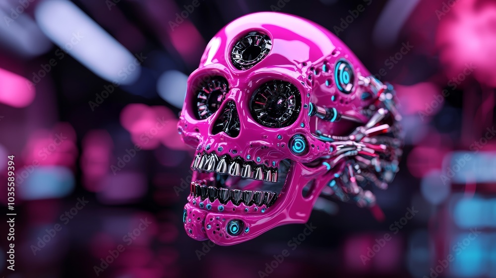 Vibrant Holographic Skull with Color Changing Effects
