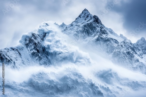 Avalanche. The Powerful Force of Nature Unleashed in the Caucasus Mountains