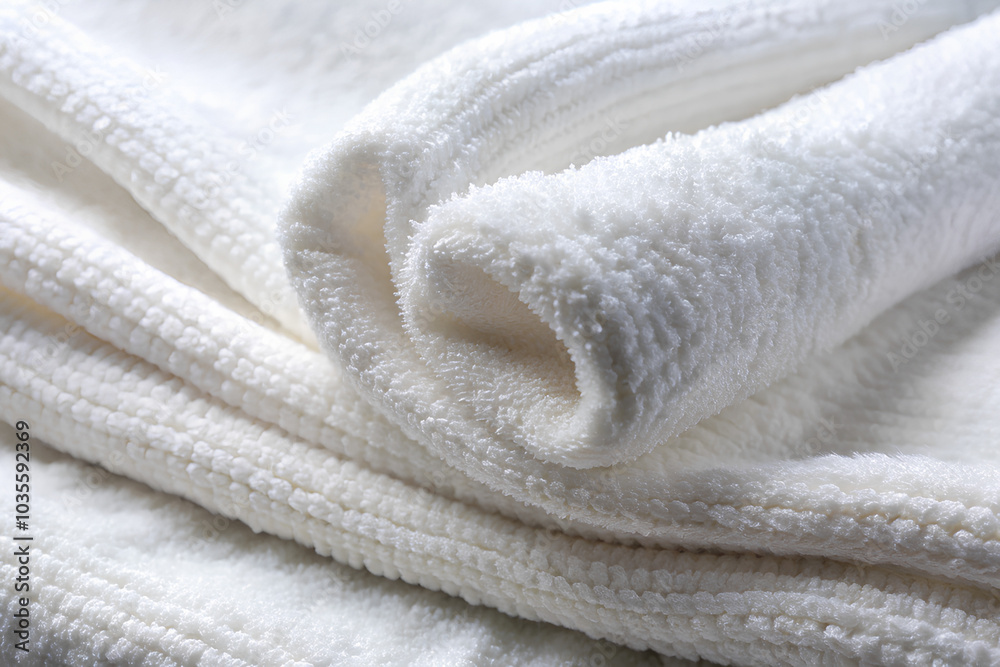 Close up - White Fabric towel texture background Close up - White Fabric towel texture background