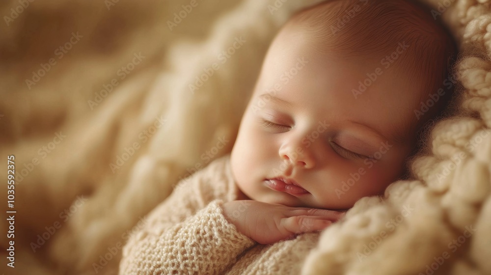 Newborn baby napping in mother arms, small hand resting on her chest, clean and minimalistic image with copy space. Newborn baby napping in mother arms, small hand resting on her chest, clean and minimalistic image with copy space.