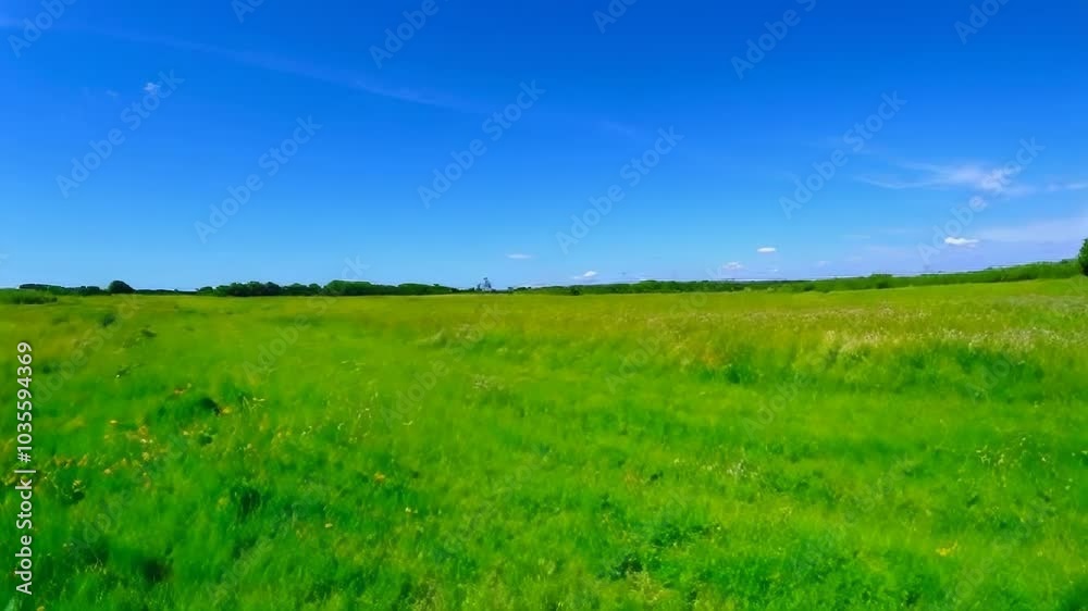A vibrant green landscape under a bright blue sky, highlighting natural beauty and tranquility in an expansive rural setting. A vibrant green landscape under a bright blue sky, highlighting natural beauty and tranquility in an expansive rural setting.