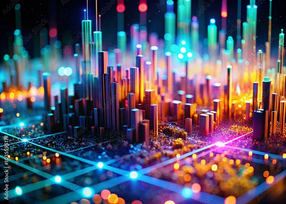 Tilt-Shift Photography of Authorised Scrambled Data Animation in a Futuristic Digital Landscape Tilt-Shift Photography of Authorised Scrambled Data Animation in a Futuristic Digital Landscape