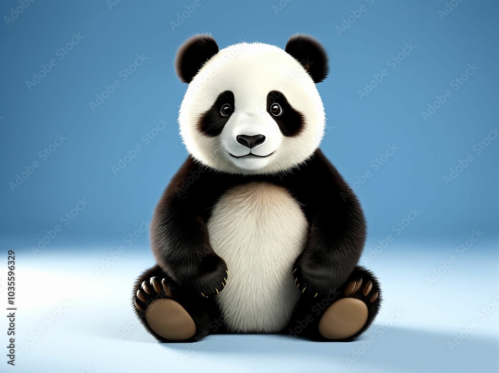 3D Illustration Art of A Cute Panda Bear, Isolated over Background. 3D Illustration Art of A Cute Panda Bear, Isolated over Background.