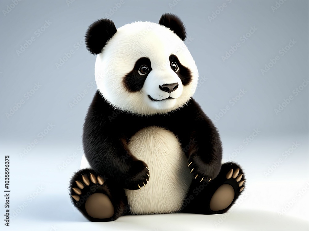 3D Illustration Art of A Cute Panda Bear, Isolated over Background. 3D Illustration Art of A Cute Panda Bear, Isolated over Background.