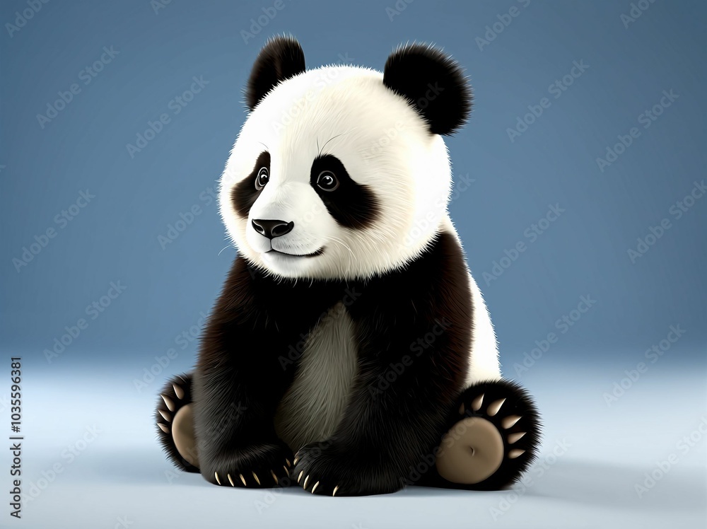 3D Illustration Art of A Cute Panda Bear, Isolated over Background. 3D Illustration Art of A Cute Panda Bear, Isolated over Background.