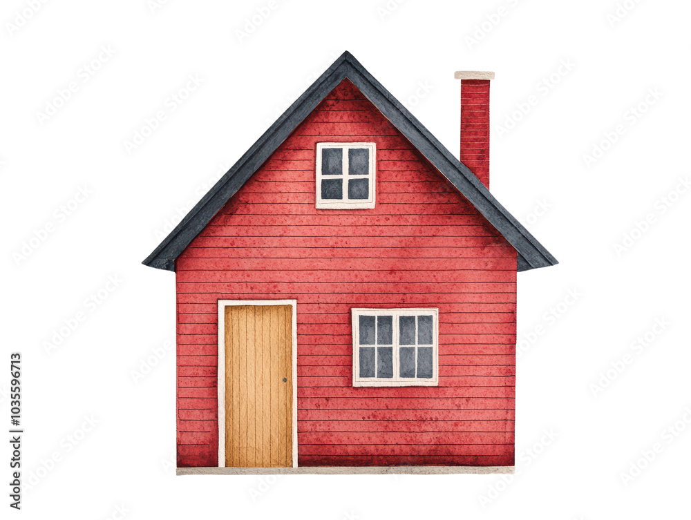 A charming red house with a wooden door and chimney capturing a cozy and inviting vibe. A charming red house with a wooden door and chimney capturing a cozy and inviting vibe.