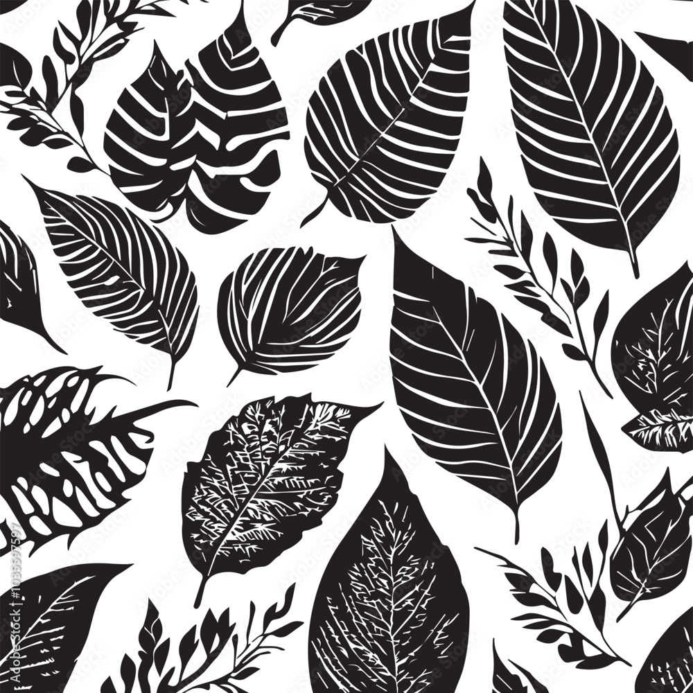 Fototapeta premium Abstract leaves seamless pattern. Decorative illustration, good for printing. Great for label, print, packaging, fabric. Leaves seamless pattern background