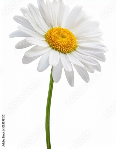 Single white daisy on white