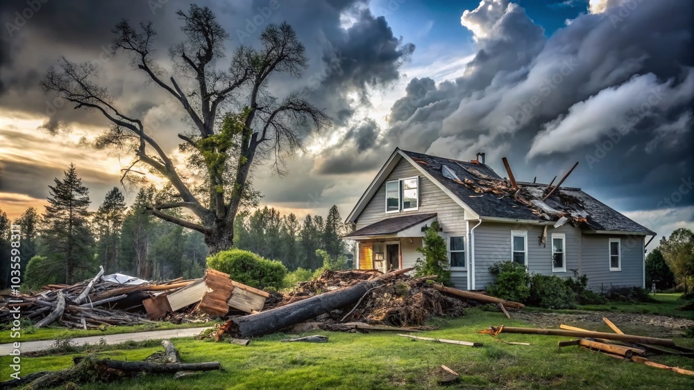 Tornado Damage in Michigan: Minimalist Photography of Fallen Trees and Home Destruction Tornado Damage in Michigan: Minimalist Photography of Fallen Trees and Home Destruction