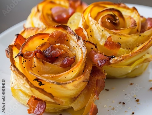 Divine Potato Rose Maker: Bacon-filled Baked Crispy Delights on the Cut! photo