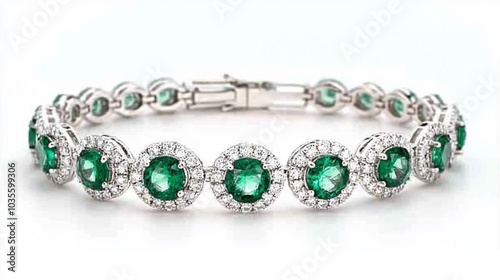 Emerald and Diamond Tennis Bracelet  Luxury Jewelry  Elegant Gemstone Design photo