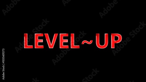 Level Up text font with neon light. 