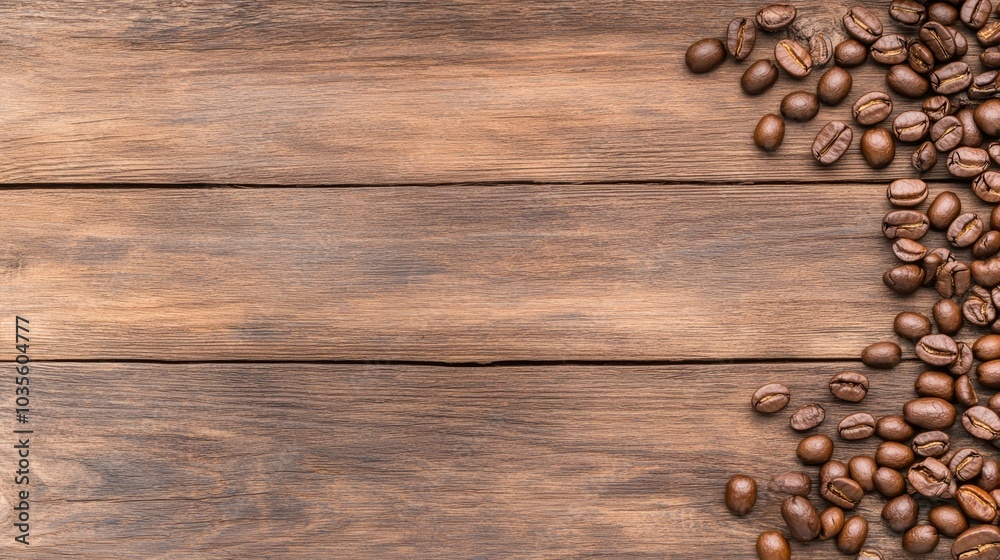 A rustic wooden surface with scattered coffee beans, creating a warm and inviting coffee-themed aesthetic. A rustic wooden surface with scattered coffee beans, creating a warm and inviting coffee-themed aesthetic.