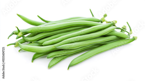 Fresh Green Beans Isolated on White Background Vegetable Food Produce Cooking Ingred