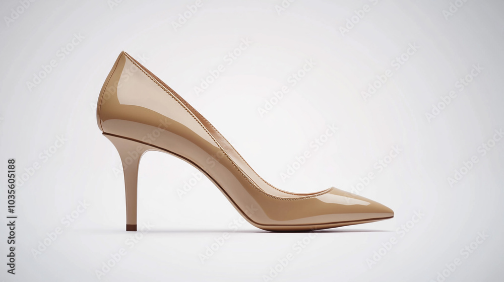 Elegant Nude Patent Leather Stiletto High Heels for Women Elegant Nude Patent Leather Stiletto High Heels for Women
