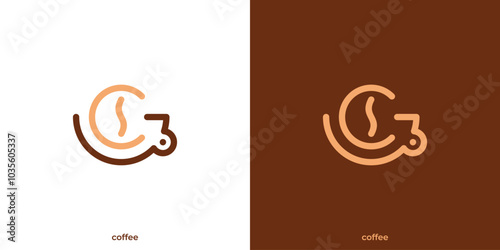 Simple Coffee Logo. Coffee Cup and Letter C Initials with Minimalist Style. Cafes Logo, Icon, Symbol, Vector, Design Inspiration.