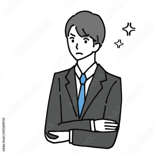 怒っている若いビジネスマンのイラスト