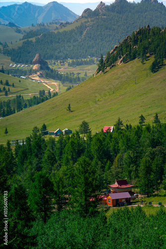 Scene of Gorkhi-Terelj National Park, one of the national parks of Mongolia photo