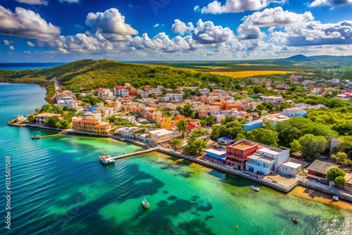 Aerial View of Guanica, Puerto Rico - Stunning Caribbean Town along Southern Coast photo