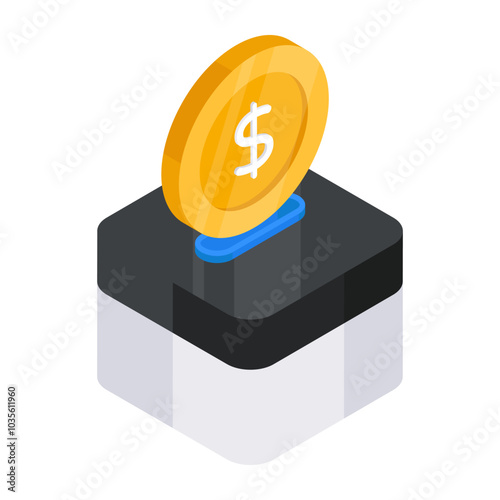 Dollar with box, icon of donation

