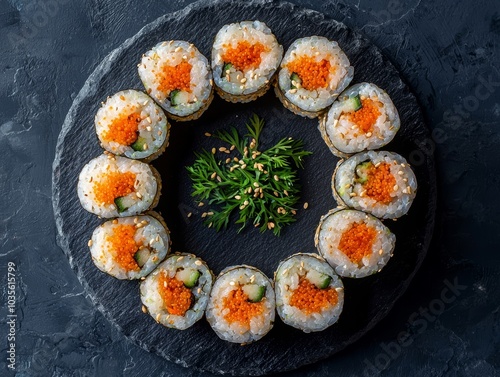 Traditional Kimbap Platter with Fresh Ingredients