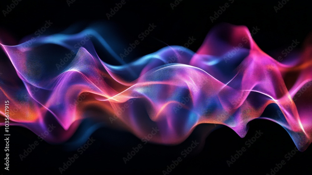 Fototapeta premium Abstract digital waveforms, bright colors and dynamic shapes, a visual representation of sound and energy