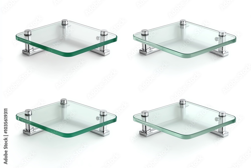Die-cut glass trays with a modern design, white isolate background. Die-cut glass trays with a modern design, white isolate background.