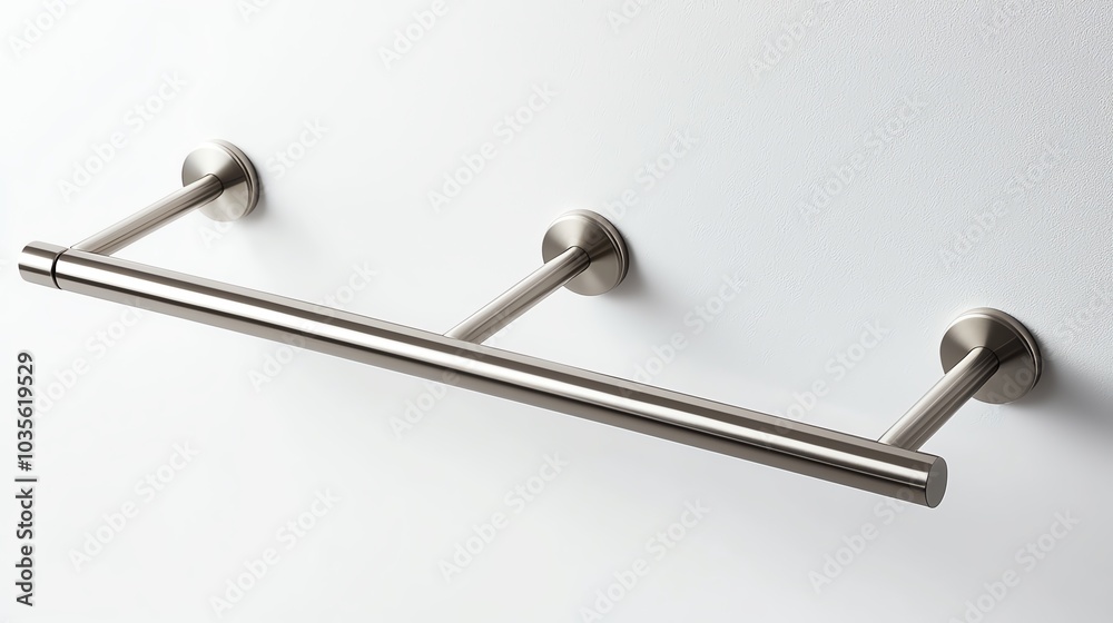 Modern stainless steel towel bar on a white isolate background. Modern stainless steel towel bar on a white isolate background.